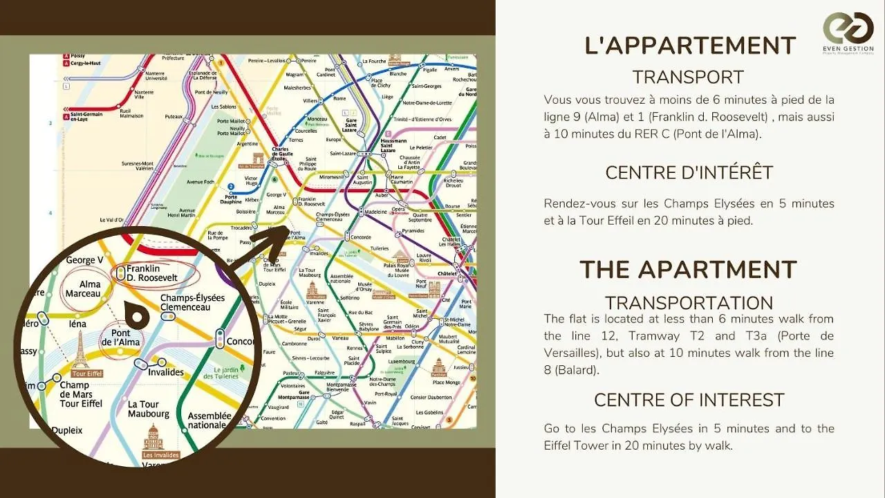 Champs Elysees!montaigne, New Luxurious 6pers Flat *